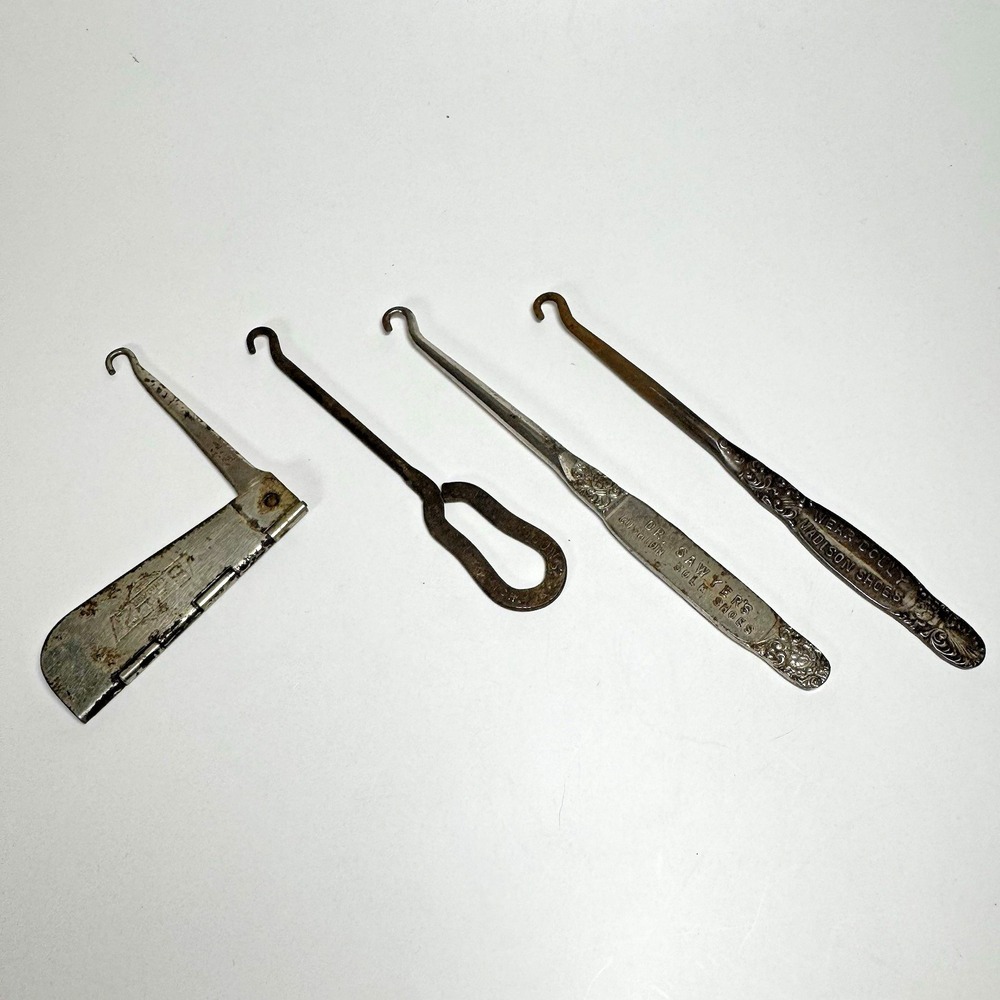 Lot Of 4 Antique Advertising Button Hooks Michigan Shoe Trade 1890-1910‎